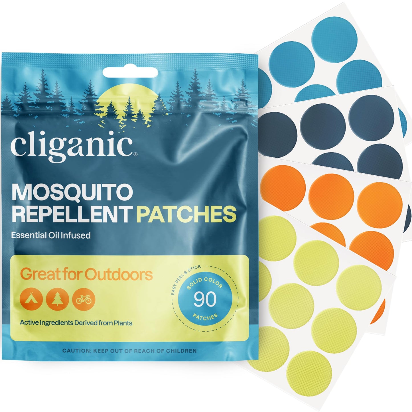 Cliganic Mosquito Repellent Stickers (90 Pack) – DEET-Free, Citronella Essential Oil Infused