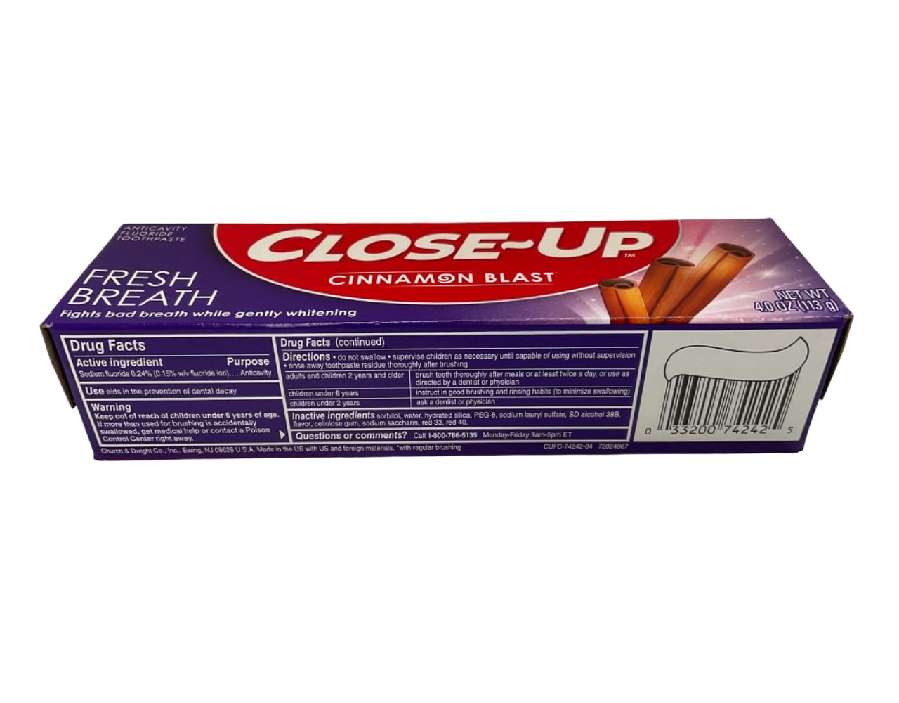 Close-Up Fluoride Toothpaste – Freshening Red Gel, 4 oz Pack of 4
