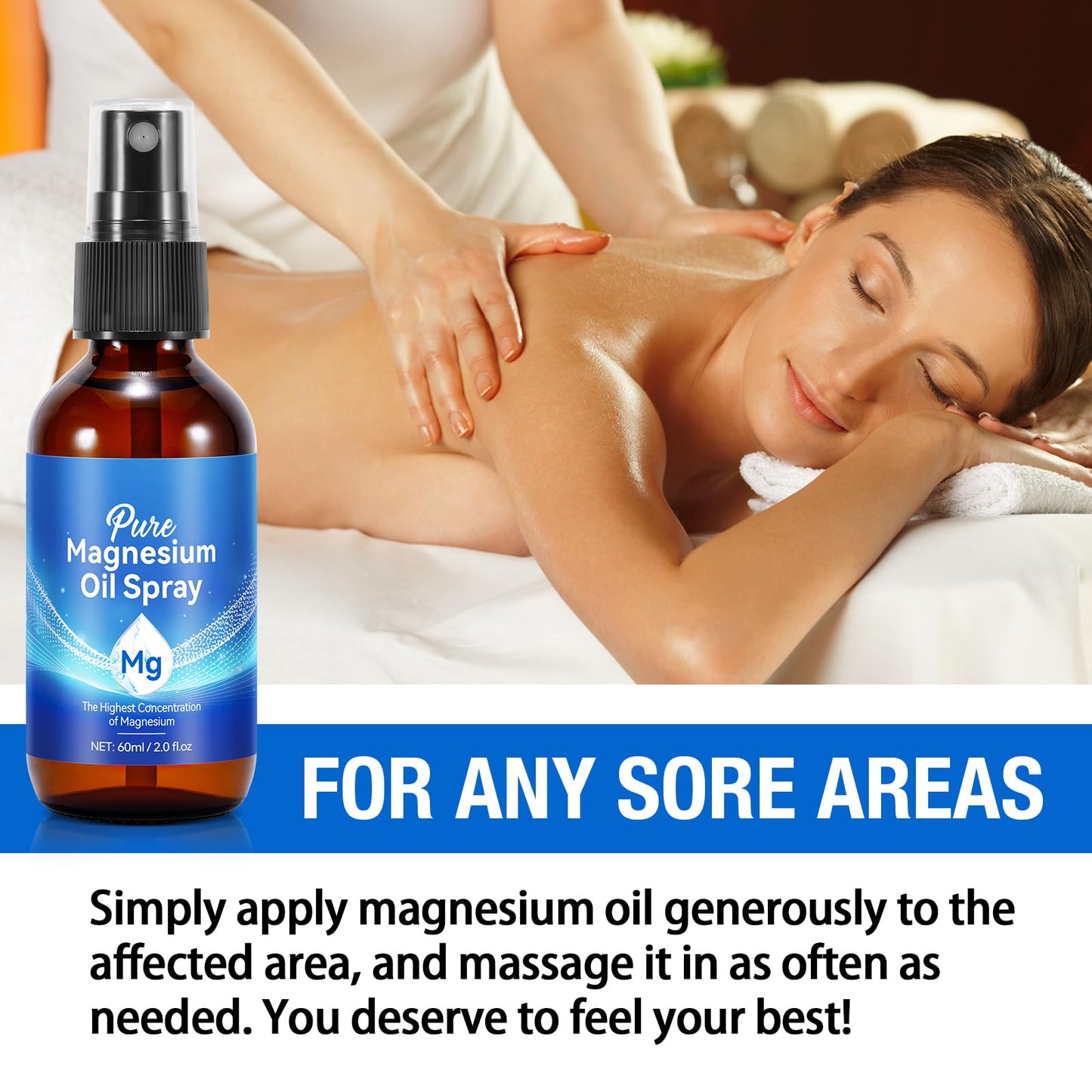 Magnesium Oil Spray for Feet – 100% Natural & Organic (2 oz, Glass Bottle)