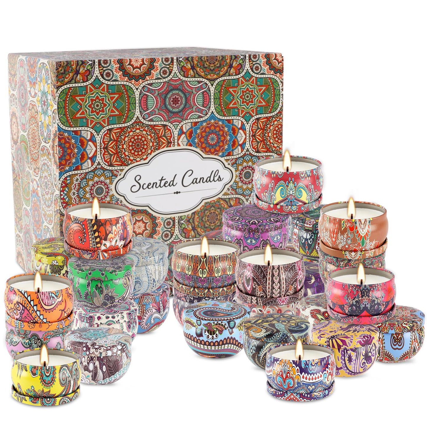 CLTNIKET 36-Pack Scented Candles Gift Set | Soy Wax Travel Tin 2.5 oz