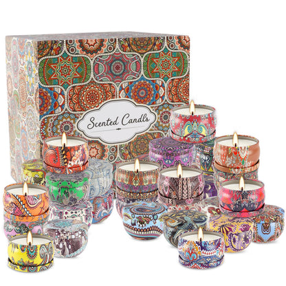 CLTNIKET 36-Pack Scented Candles Gift Set | Soy Wax Travel Tin 2.5 oz