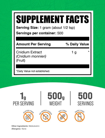 Cnidium Fruit Extract Powder – Gluten Free, 500g | Cnidium Monnieri Extract | BulkSupplements