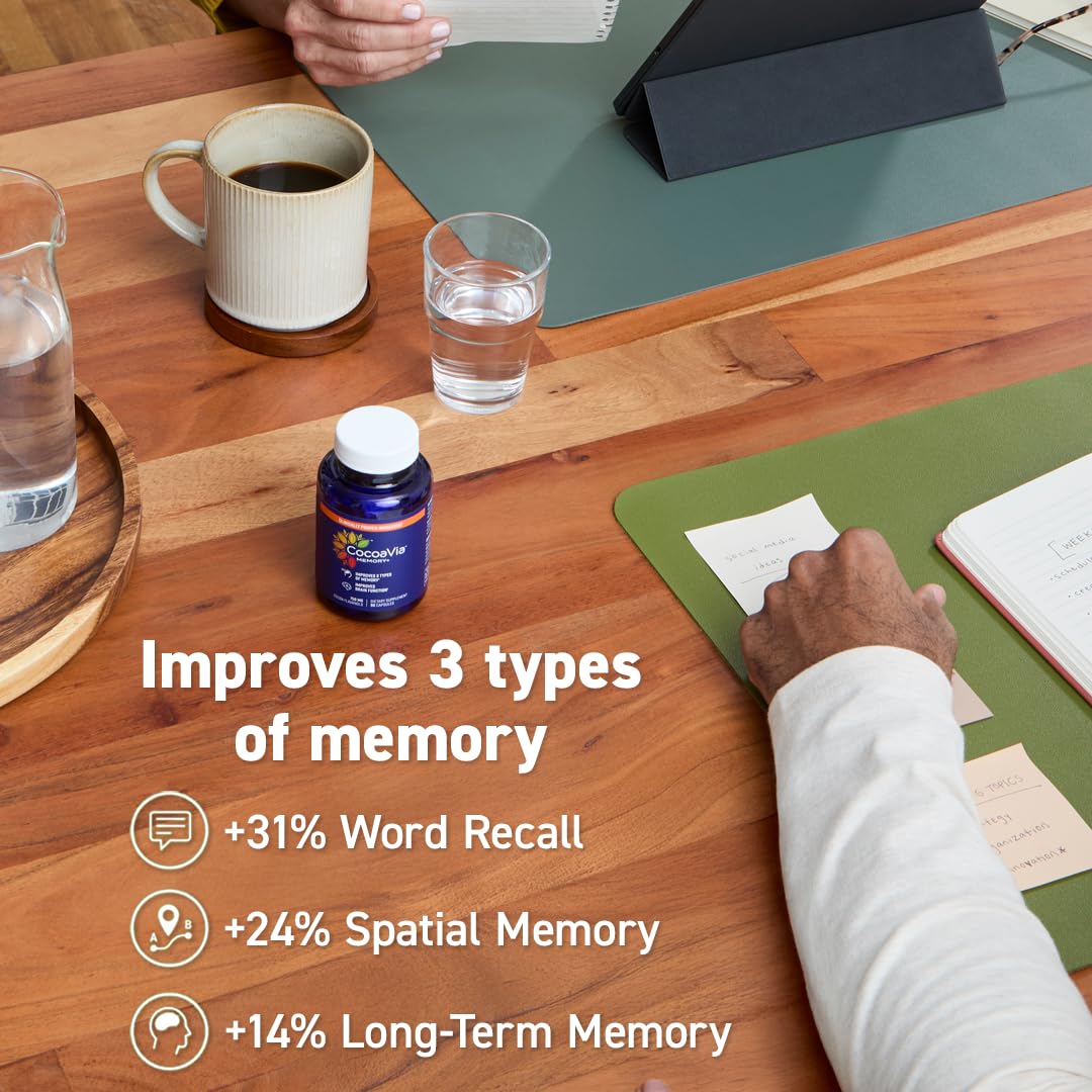 CocoaVia Memory+ Brain Supplement - 90 Day, 750 mg Cocoa Flavanols, Vegan & Gluten Free, 3-Pack
