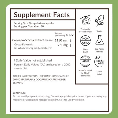 Memory+ Brain Supplement by CocoaVia | Clinically Proven 750 mg Cocoa Flavanols, Sugar Free, Vegan, 60-Day Supply