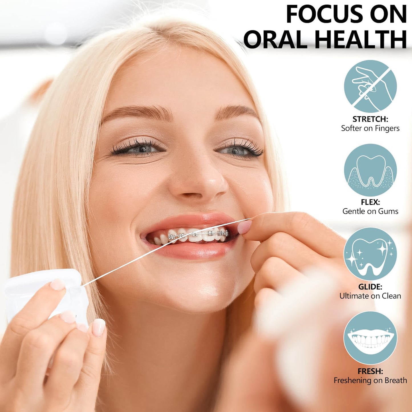 Coconut Oil Dental Floss for Wide Spaces – Implants, Bridges, Braces | Mint, Waxed