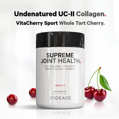 Codeage Supreme Joint Health UC-II Collagen Capsules with VitaCherry Sport – Hyaluronic Acid, Turmeric & Boswellia | 60 Count | Non-GMO