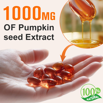 Pumpkin Seed Oil with Saw Palmetto – 1000mg per Serving, 300 Softgels | Hair, Prostate & Urinary Health | Cold Pressed, Non-GMO