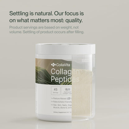 Colla Vita Collagen Peptides Powder – Grass-Fed, Hydrolyzed Type I & III, Unflavored 2 Pack (10 oz each, 30 Servings) | Hair, Skin, Nails & Joints