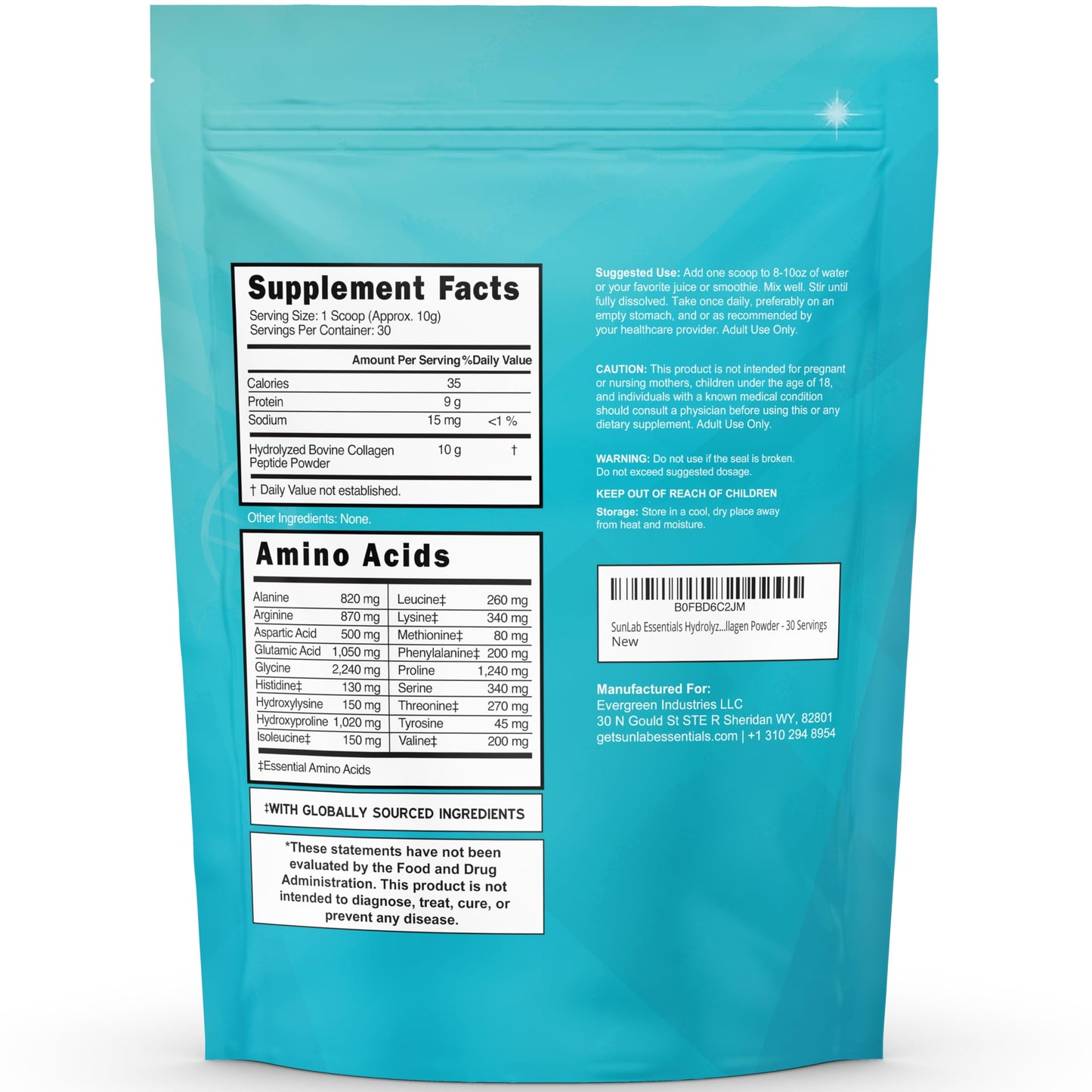 Collagen Peptides Powder – Hydrolyzed Bovine Type I & III – Unflavored – USA Made