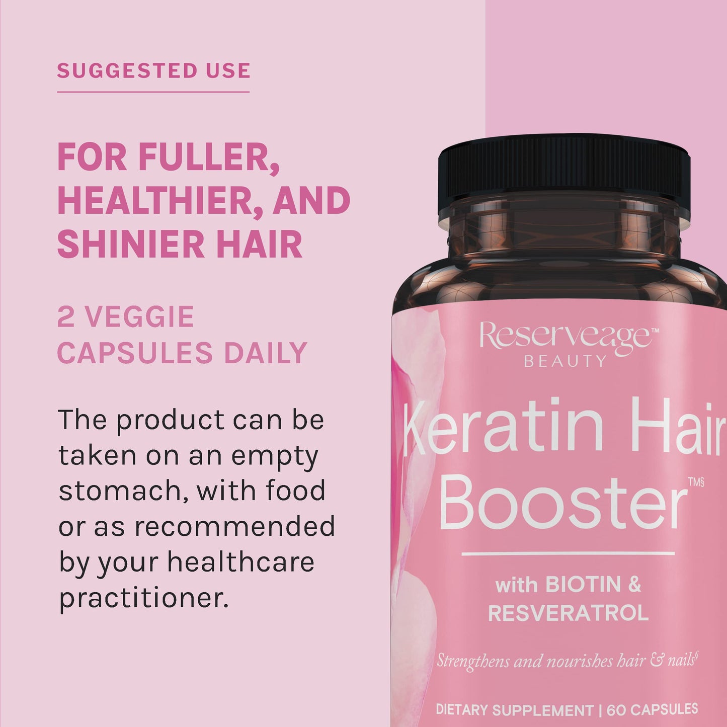 Reserveage Ultra Collagen Booster & Keratin Hair Booster – Dermaval, Biotin & Resveratrol | Hair & Skin Support