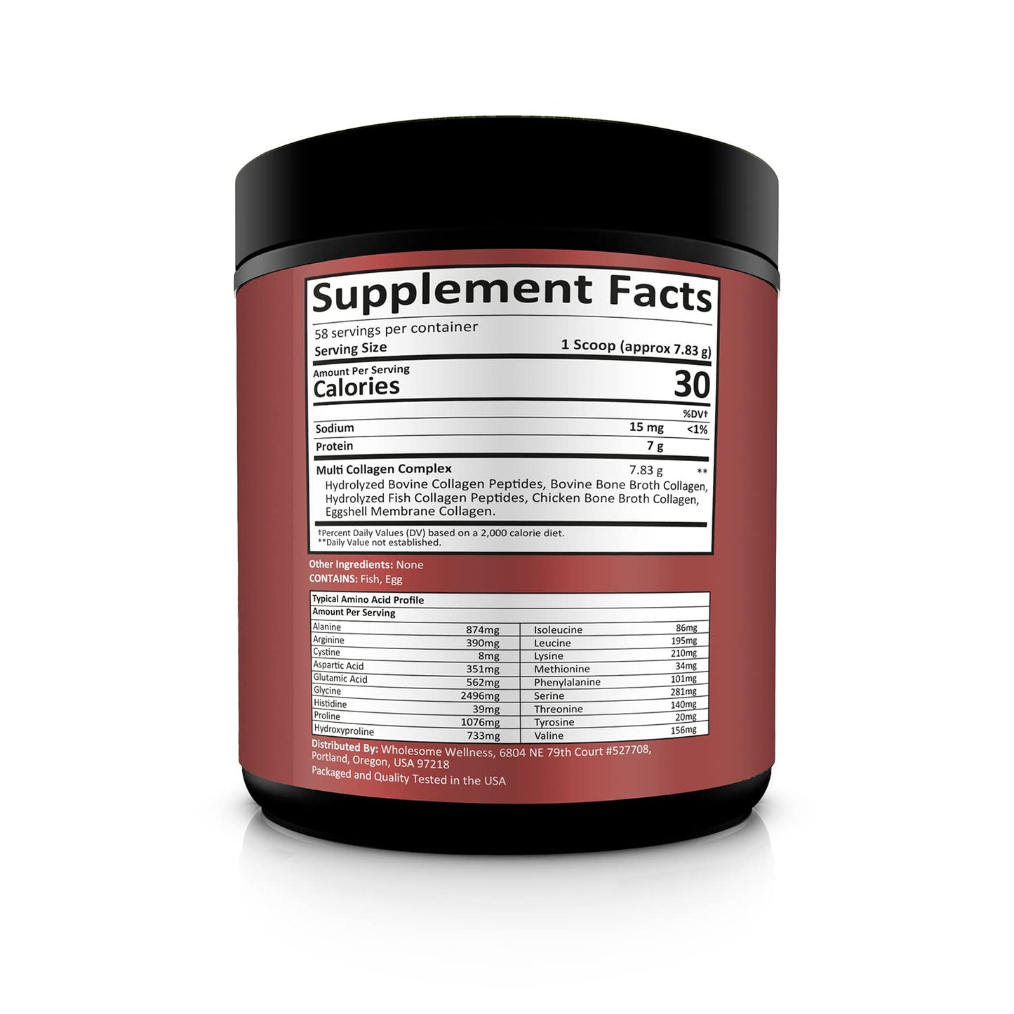 Wholesome Wellness Multi Collagen Powder – Grass-Fed Type I II III V X