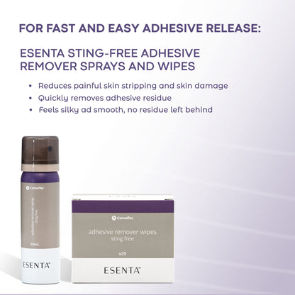 ConvaTec ESENTA Sting-Free Adhesive Remover Wipes — Alcohol-Free, Latex-Free, 25ct Pack (Case of 20)