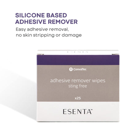 ConvaTec ESENTA Sting-Free Adhesive Remover Wipes — Alcohol-Free, Latex-Free, 25ct Pack (Case of 20)