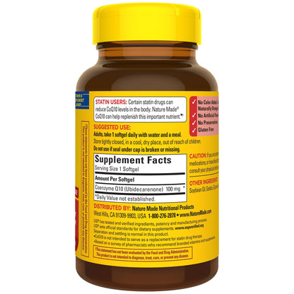Nature Made CoQ10 100 mg Softgels – Heart Health Support, 120-Day Supply
