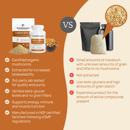 Cordyceps Mushroom Powder - Real Mushroom, Organic, Vegan & Non-GMO | 150 Servings