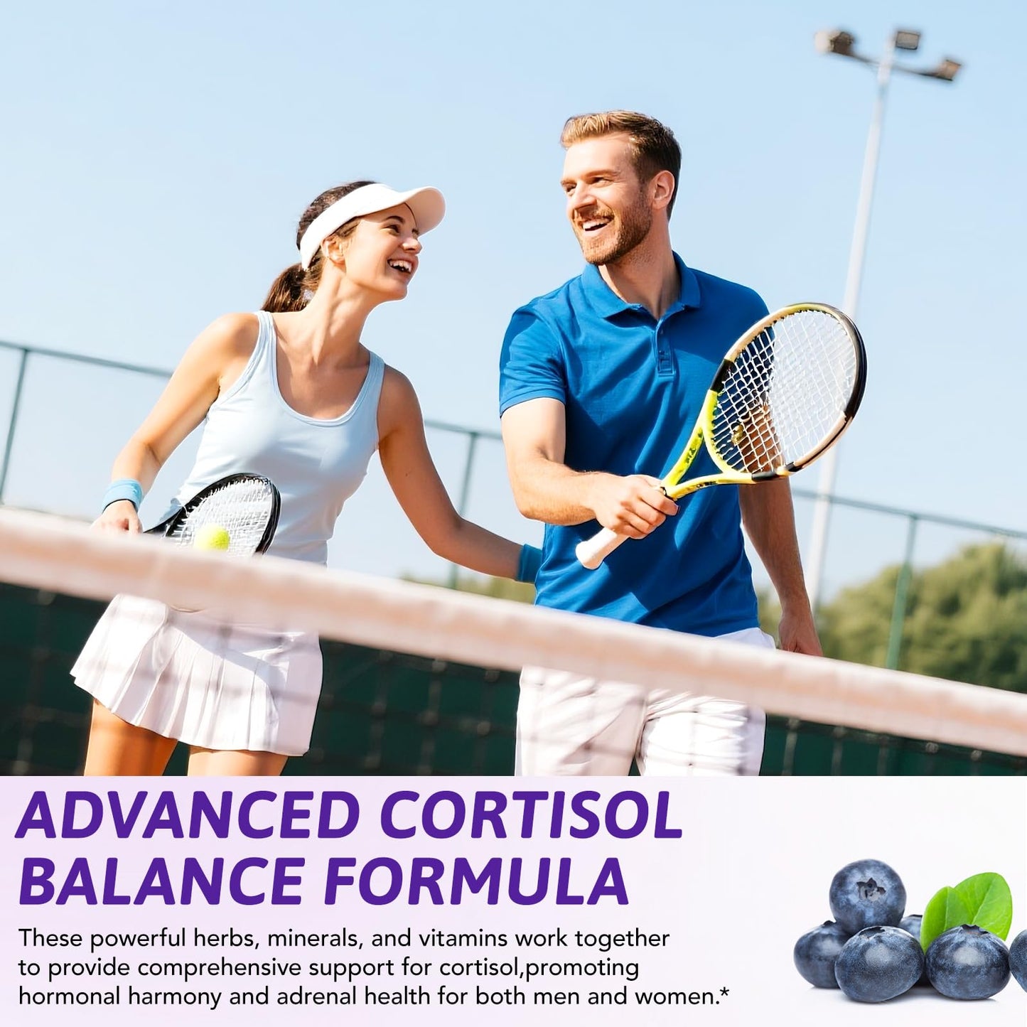 Cortisol Supplements for Women & Men | 10-in-1 Hormone Balance Drops (Blueberry)