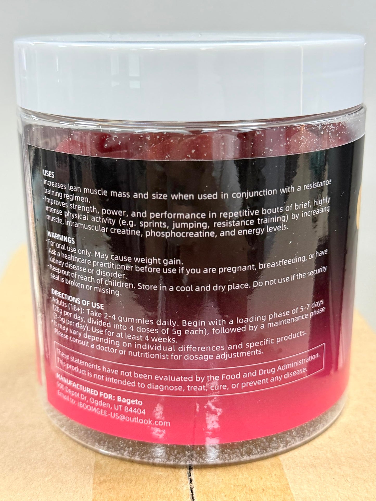 Creatine Monohydrate Gummies - 5g per Serving, Mixed Berry, Orange and Green Apple Flavor, 2-Pack