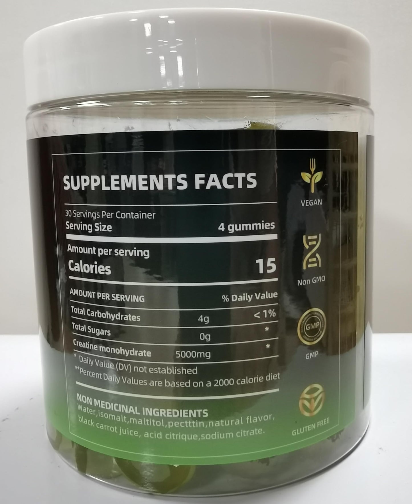 Creatine Monohydrate Gummies - 5g per Serving, Mixed Berry, Orange and Green Apple Flavor, 2-Pack