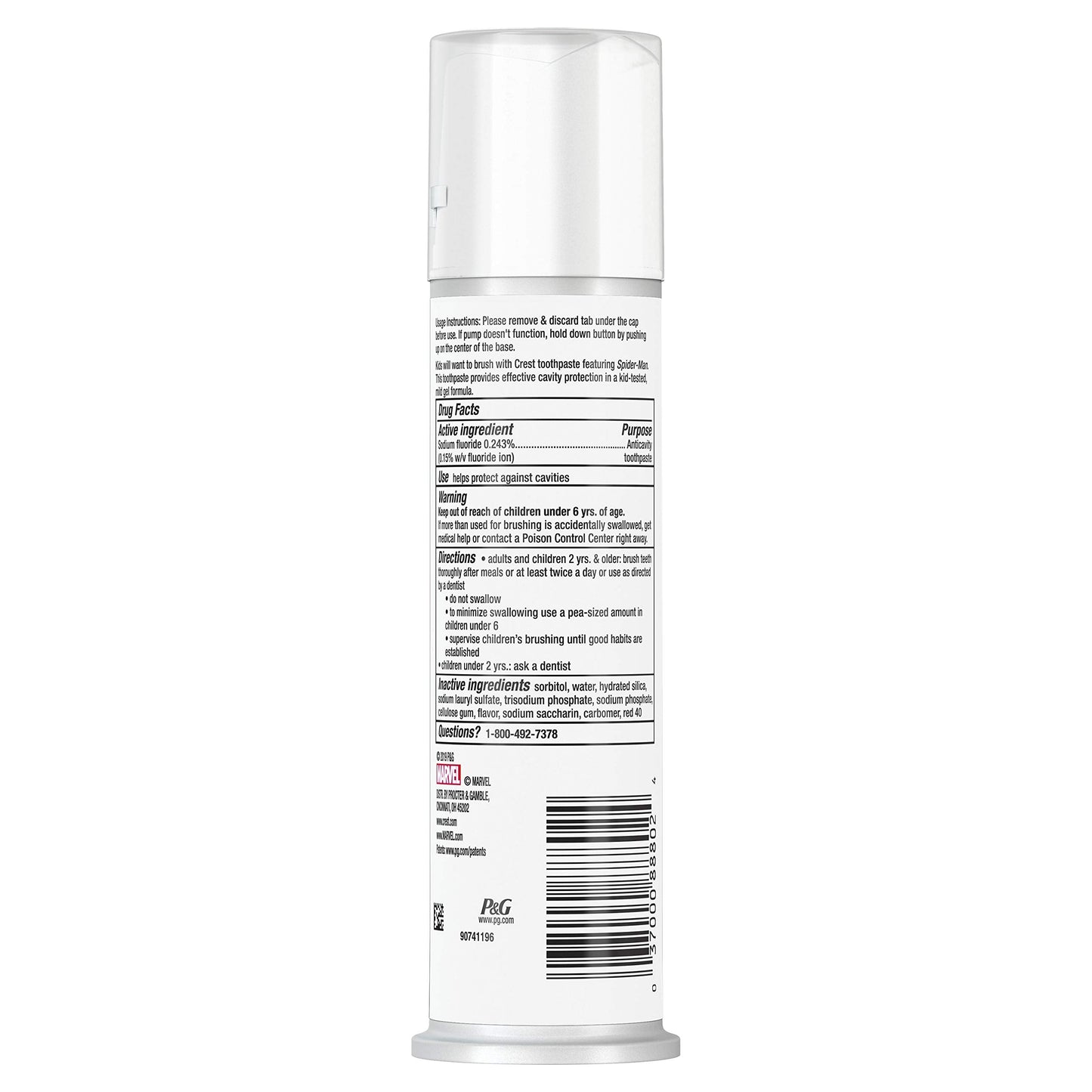 Crest Kids Toothpaste Pump – Marvel Spiderman Strawberry 4.32 oz