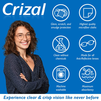 Crizal Eyeglass Cleaning Cloths – 6 Pack Premium Microfiber | Safe for AR Coatings