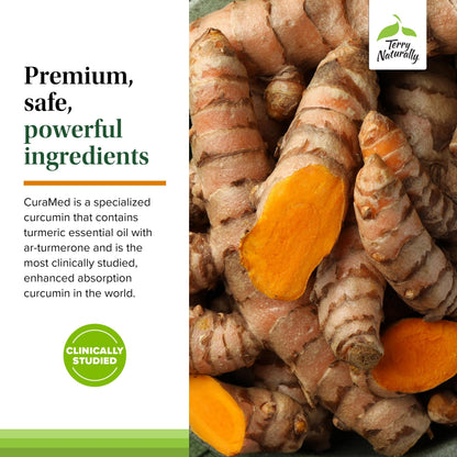 Terry Naturally CuraMed 750mg - High-Potency Curcumin for Brain & Heart Health | 90 Softgels