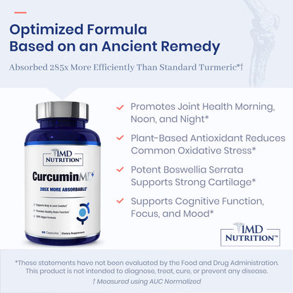 1MD Nutrition CurcuminMD Plus – Turmeric Curcumin with Boswellia Serrata | Longvida Optimized Absorption | 180 Capsules (3-Pack)