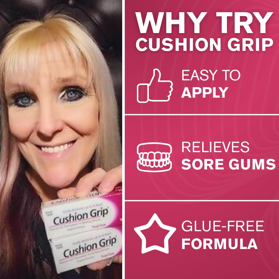 Cushion Grip Thermoplastic Denture Adhesive – Travel Size 0.35 oz (Pack of 10) | Up to 4 Days Hold