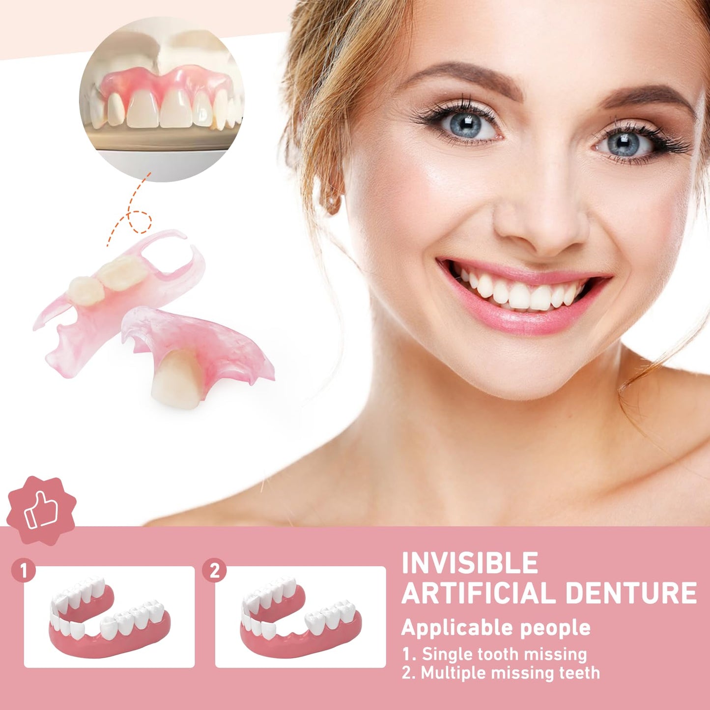 Custom Partial Dentures – Personalized Removable Denture Set (1–6 Teeth) with Storage Case