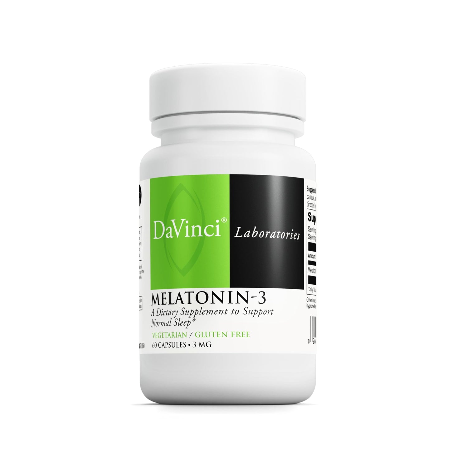DaVinci Labs Melatonin-3 – Sleep Support, Antioxidant & Immunity – 3 mg Melatonin | Vegetarian & Gluten Free | 60 Capsules