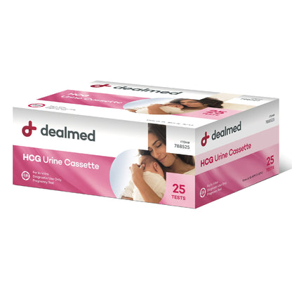 Dealmed HCG Urine Cassette Pregnancy Test – 25 Count (Pack of 5) with Disposable Pipettes | Early Detection