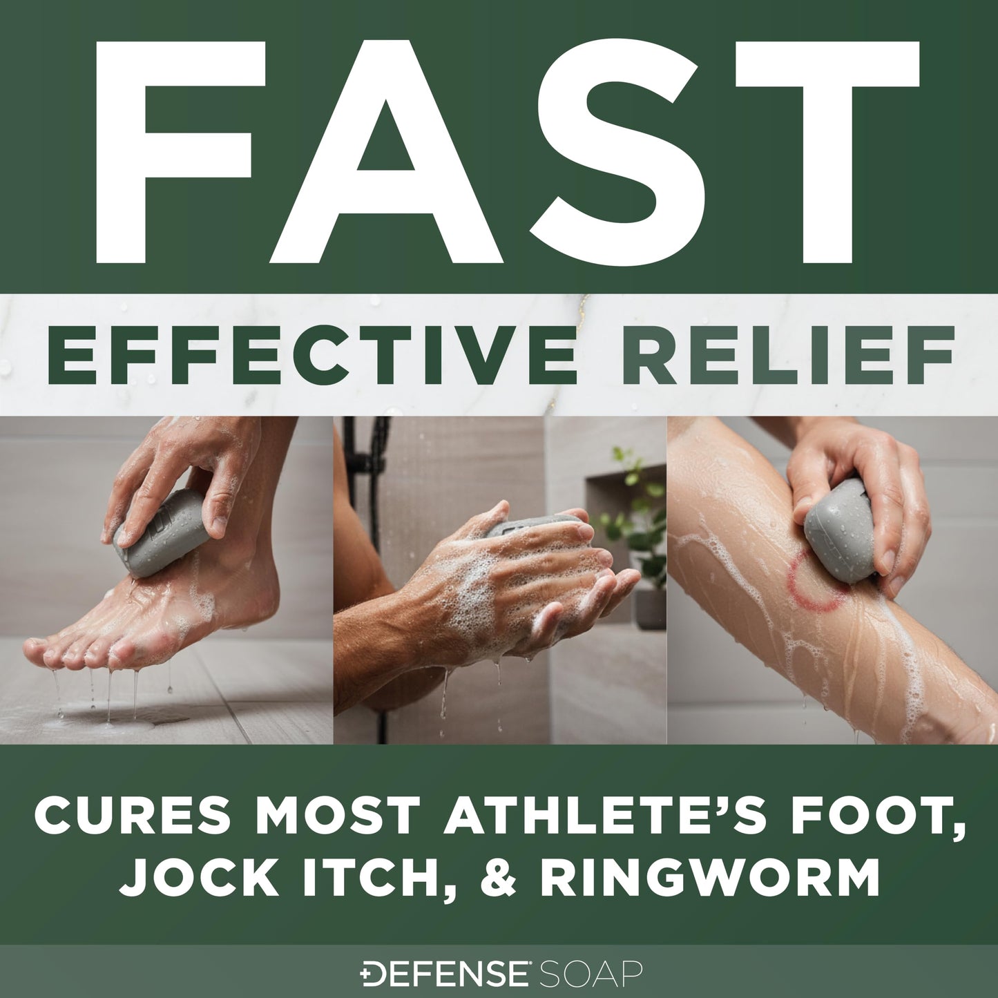 Defense Antifungal Bar Soap | Medicated Tolnaftate for Athlete's Foot, Ringworm & Jock Itch | Defense Soap