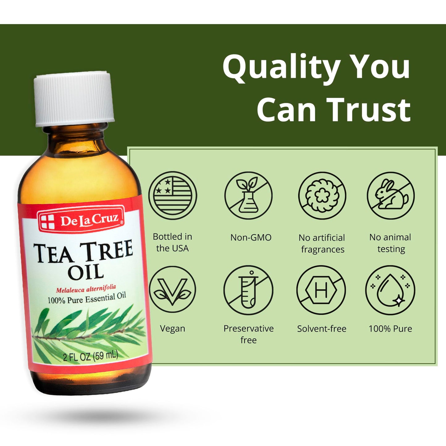 De La Cruz 100% Pure Australian Tea Tree Essential Oil - Steam Distilled for Aromatherapy - 1 FL OZ (3 Bottles)