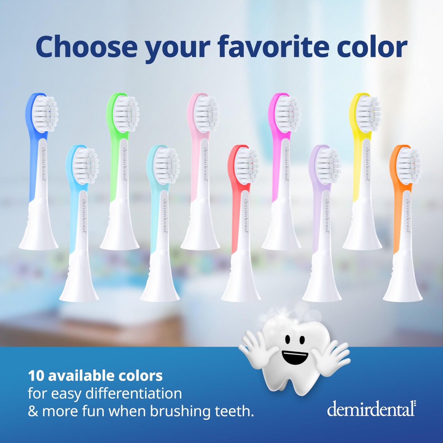 Demirdental Kids Mini Toothbrush Heads for Philips Sonicare Kids | Ages 3-6 | Lilac | HX6038-8 Replacement Pack
