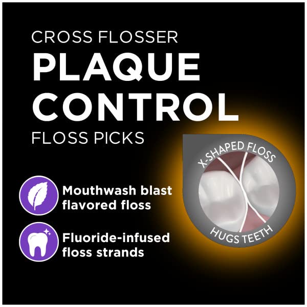 DenTek Cross Flosser Plaque Control Floss Picks – X-Shaped Floss, Fluoride, 75 Count (Pack of 2)