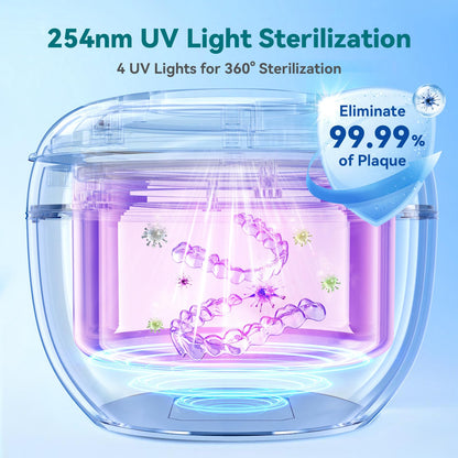 Dental Ultrasonic Retainer Cleaner – 45kHz, 4 Modes, UV-C, 200ml Tank