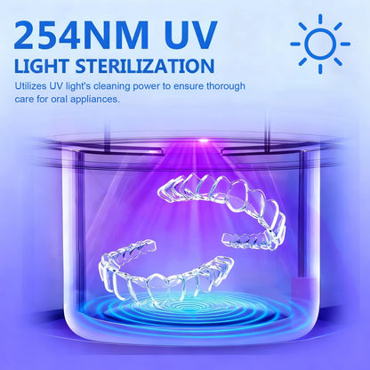 Dental Ultrasonic Retainer Cleaner Machine - 45kHz Sonic Cleaner, 200ml Tank, UV Light