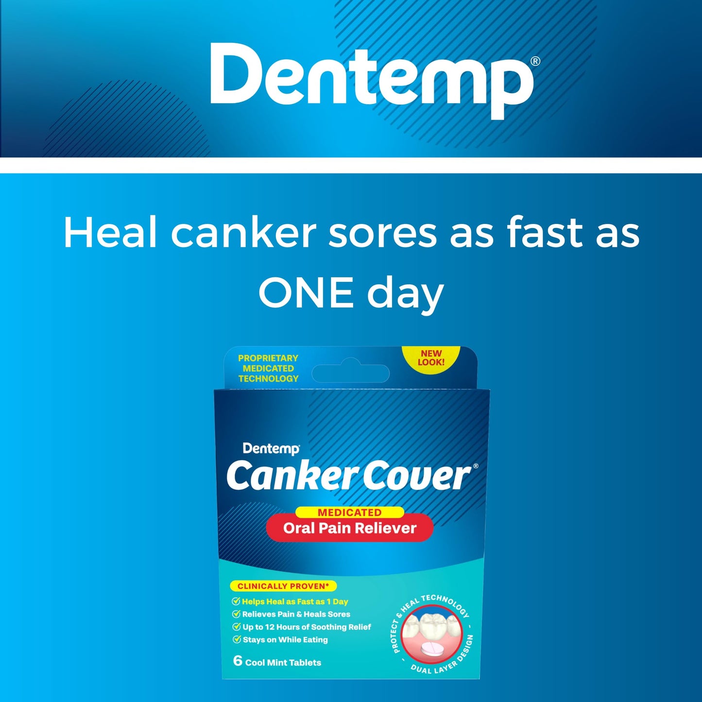 Dentemp Canker Cover – Canker Sore Pain Relief Tablets (6 Count)