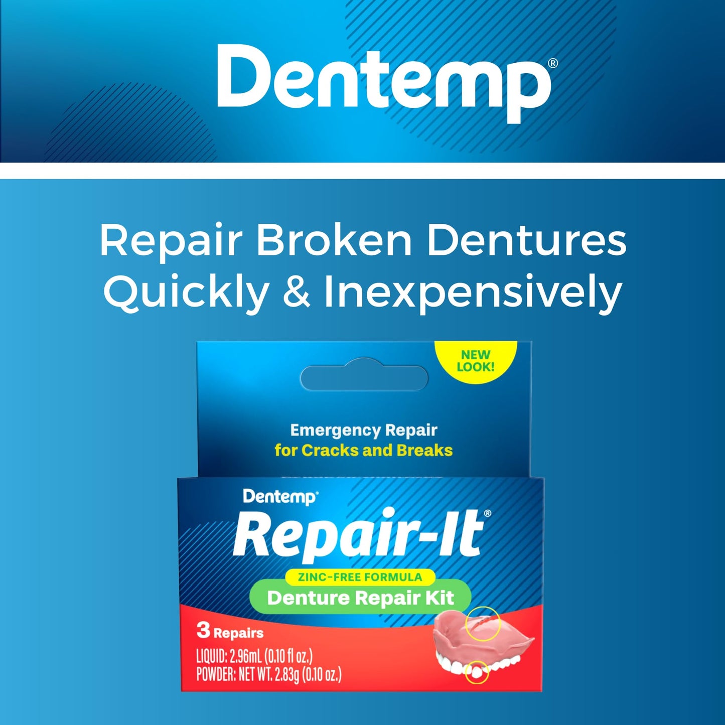 Dentemp Repair Kit - Repair-It Advanced Formula for Dentures | Fix Breaks & Loose Teeth
