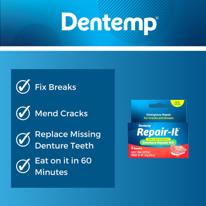 Dentemp Repair Kit - Repair-It Advanced Formula for Dentures | Fix Breaks & Loose Teeth