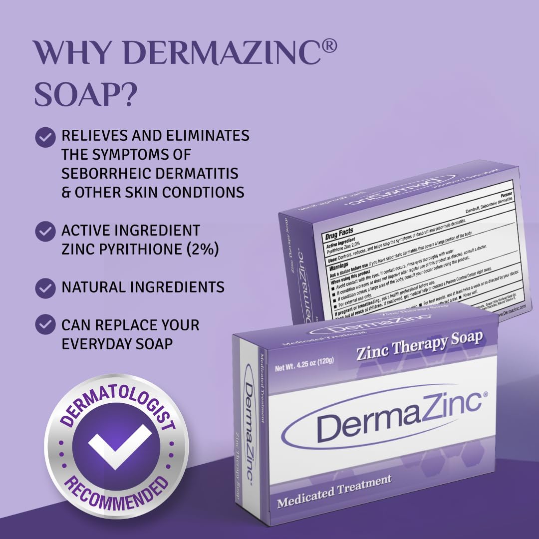 DermaZinc Therapy Soap - 2% Pyrithione Zinc for Eczema & Dermatitis