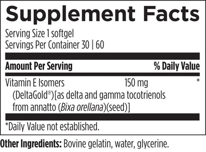 Annatto-E 150mg Tocotrienols | DeltaGold Vitamin E Complex - Non-GMO (30 Softgels)