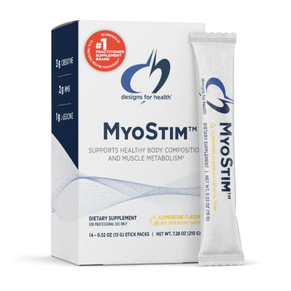 Designs for Health MyoStim - HMB + Collagen Peptides Powder with L-Leucine + Creatine | Clementine Flavor | 14 Stick Packs