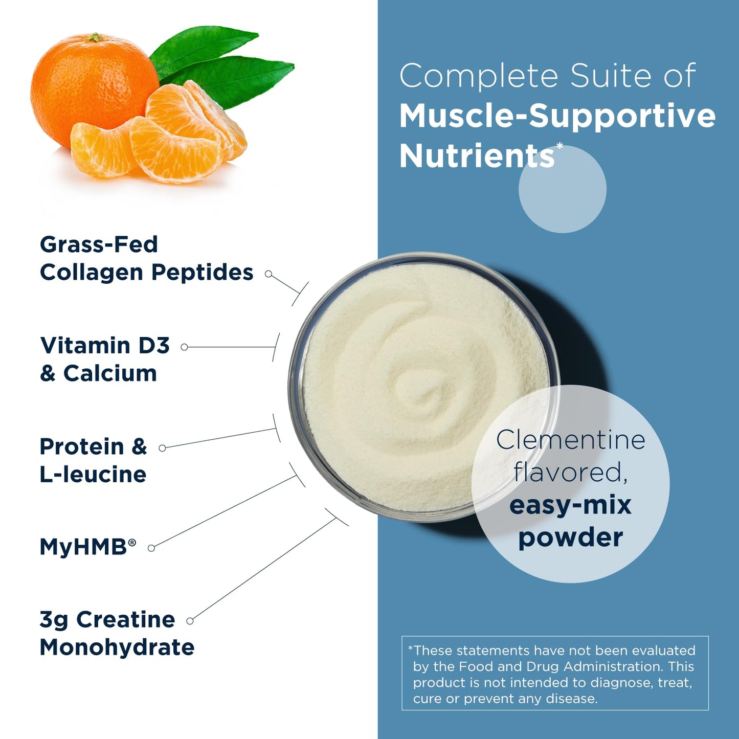 Designs for Health MyoStim - HMB + Collagen Peptides Powder with L-Leucine + Creatine | Clementine Flavor | 14 Stick Packs
