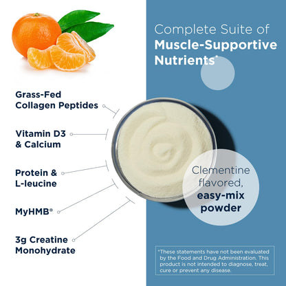 Designs for Health MyoStim - HMB + Collagen Peptides Powder with L-Leucine + Creatine | Clementine Flavor | 14 Stick Packs