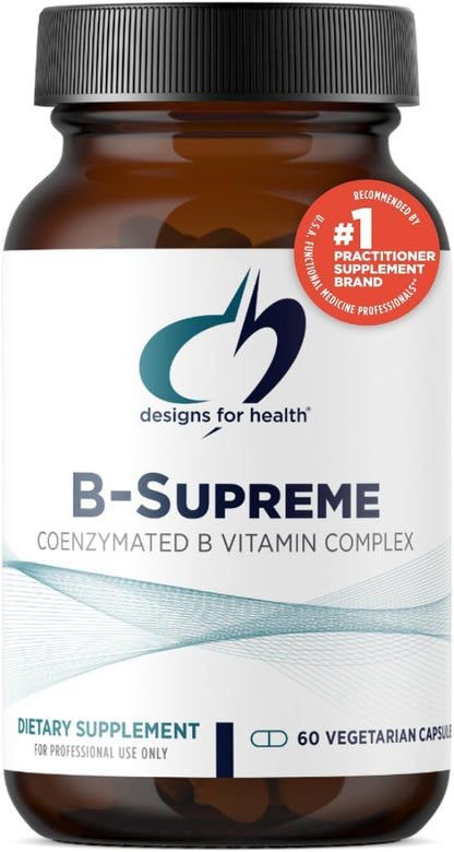 Designs for Health Vitamin B Supreme – Vegan B Complex for Metabolism, Energy & Heart Health (60 Capsules)