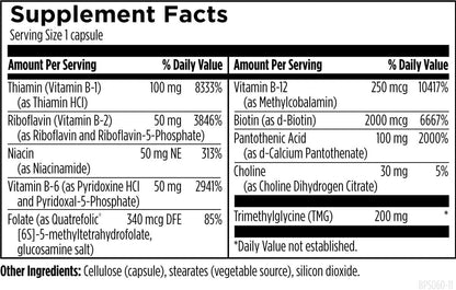 Designs for Health Vitamin B Supreme – Vegan B Complex for Metabolism, Energy & Heart Health (60 Capsules)