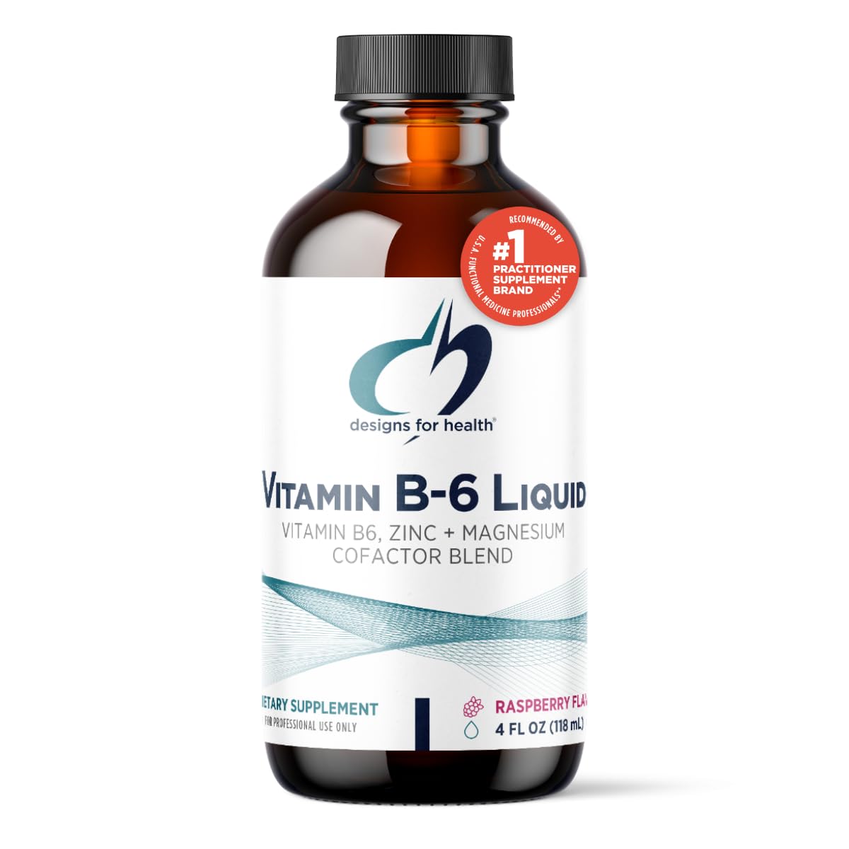 Designs for Health Vitamin B6 Liquid 50 mg with Magnesium Chelate & Zinc – Raspberry