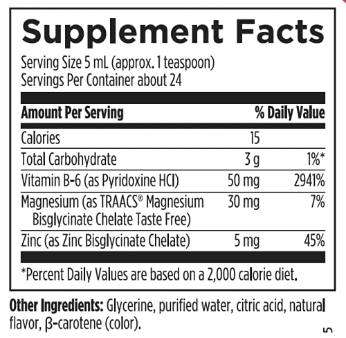 Designs for Health Vitamin B6 Liquid 50 mg with Magnesium Chelate & Zinc – Raspberry