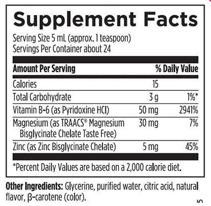 Designs for Health Vitamin B6 Liquid 50 mg with Magnesium Chelate & Zinc – Raspberry
