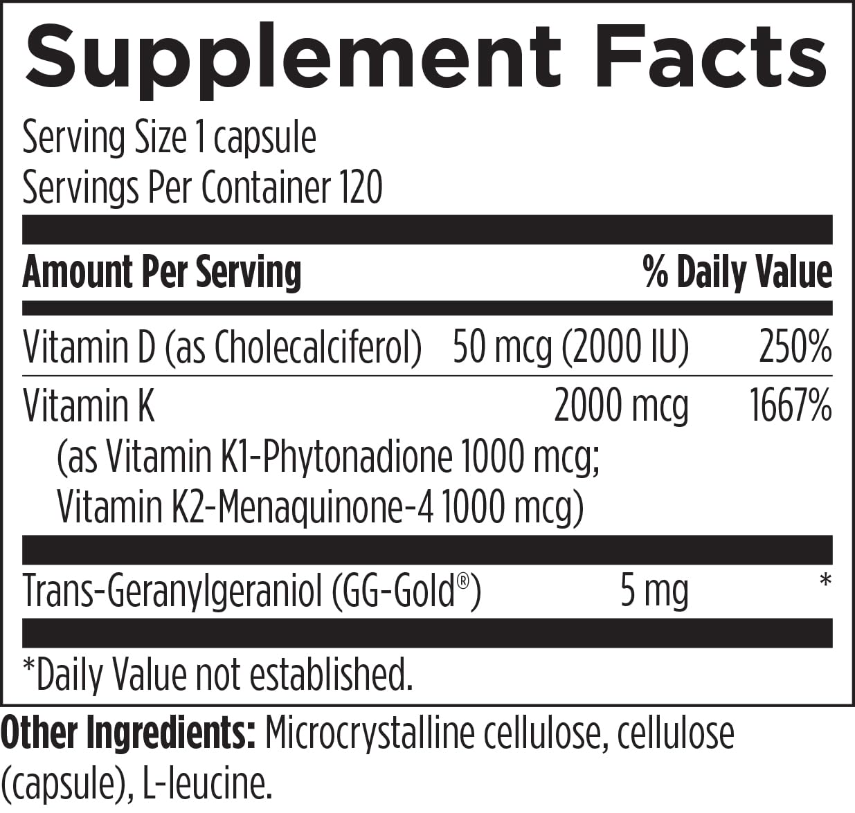 Designs for Health Vitamin D Synergy 2000 IU D3 + K - Gluten Free + Non-GMO 120 Capsules